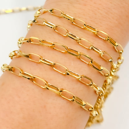 Gold Plated Sterling Silver Rectangular Link Chain