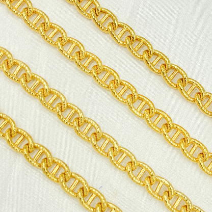 Gold Plated 925 Sterling Silver Textured Curb Marina Chain