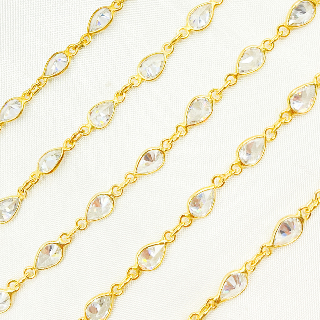 Cubic Zirconia Pear Shape Connected Chain. CZ23
