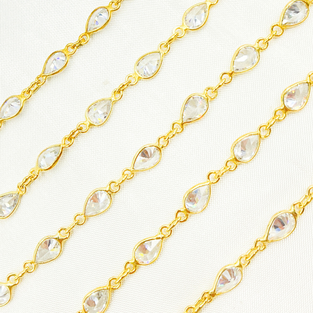 Cubic Zirconia Pear Shape Connected Chain.