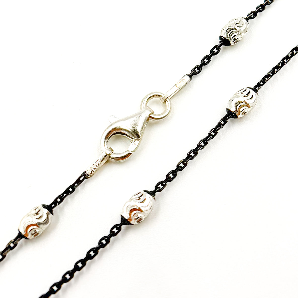 Black Rhodium Sterling Silver Bead Satellite Necklace