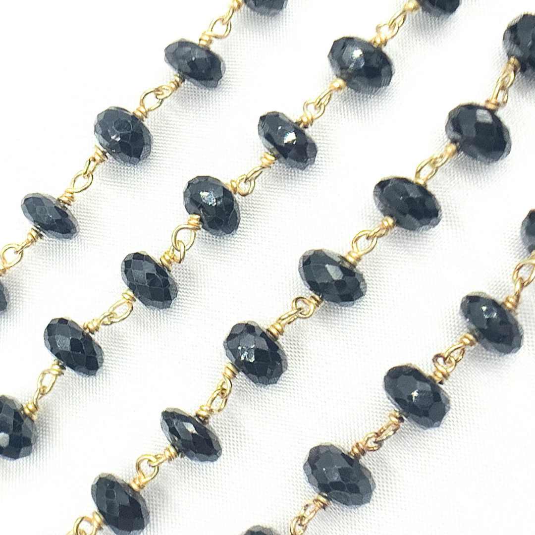 Black Spinel Gold Plated Wire Chain