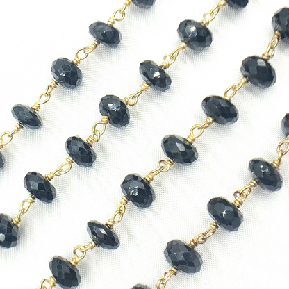 Black Spinel Gold Plated Wire Chain