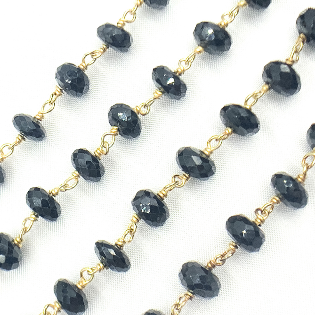 Black Spinel Gold Plated Wire Chain. BSP5