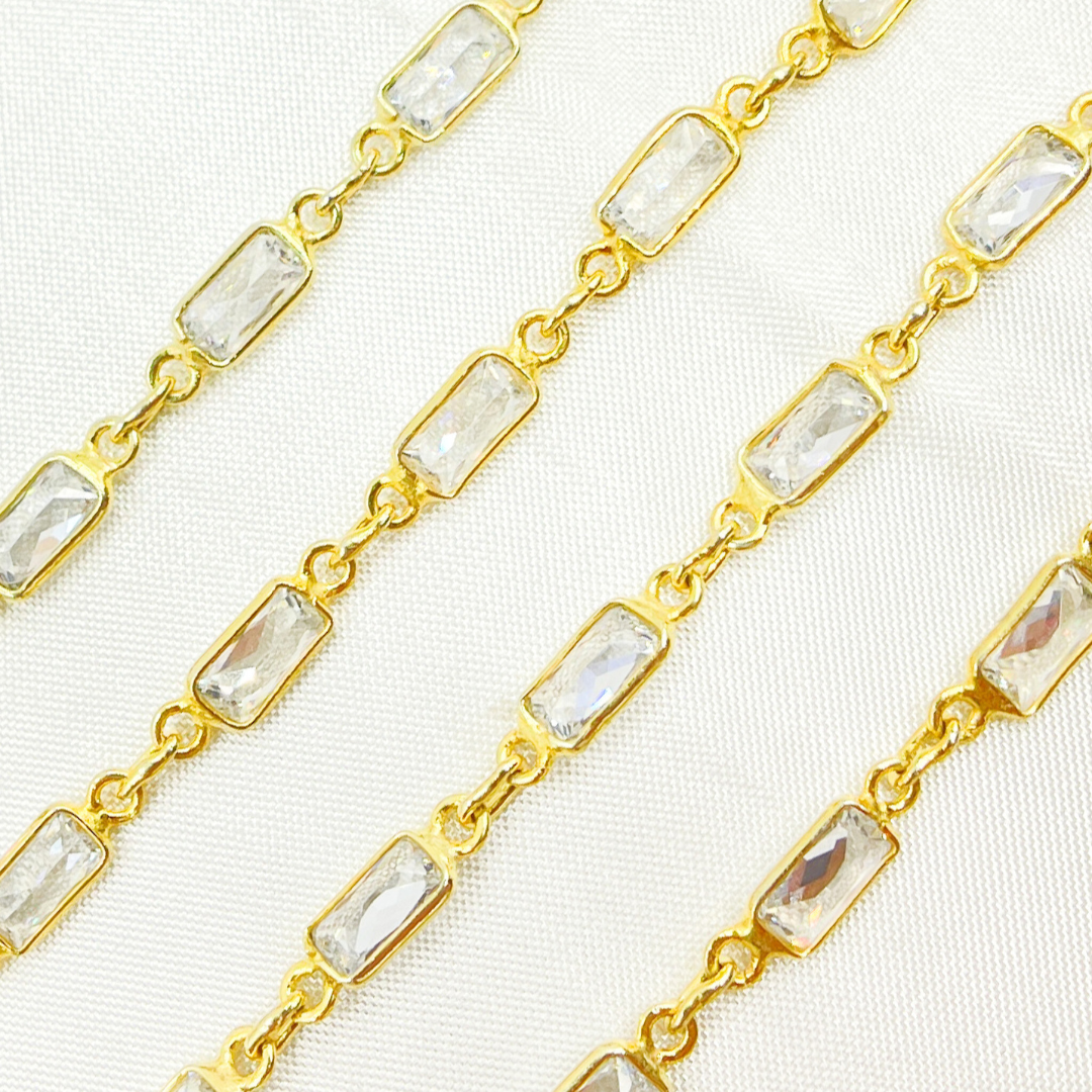 Cubic Zirconia Rectangle Shape Connected Chain
