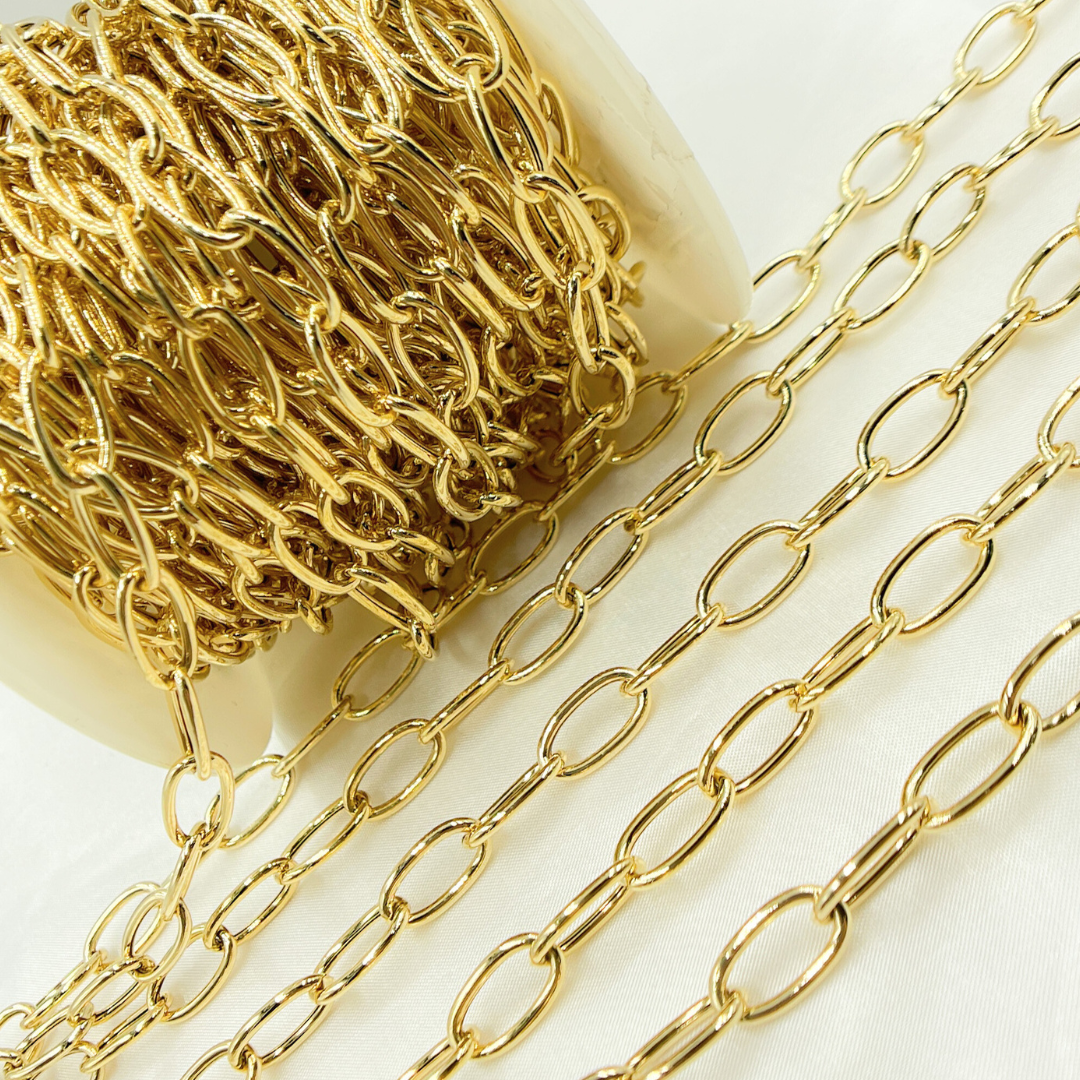 Gold Plated Sterling Silver Smooth Oval Link Chain