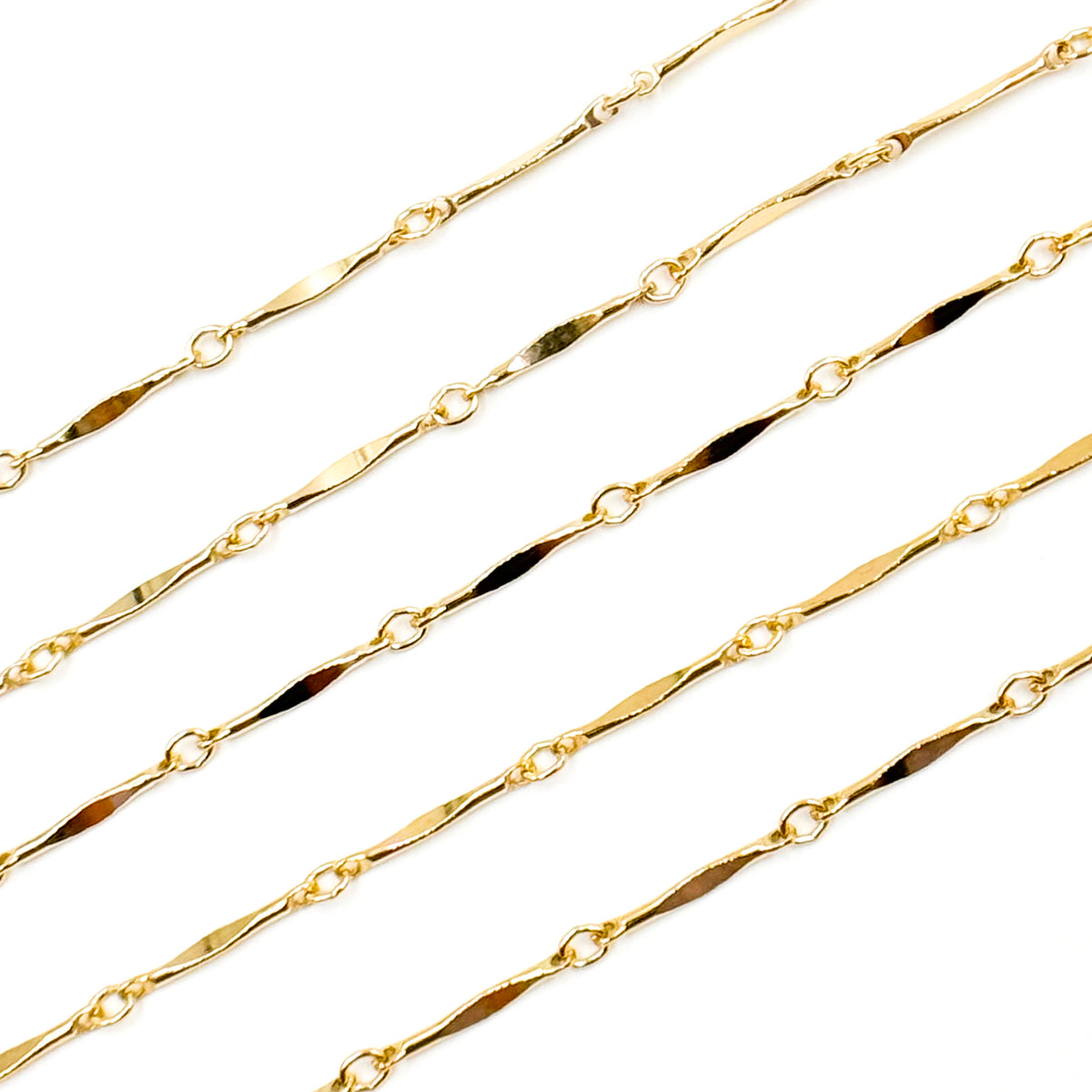 14K Solid Yellow Gold Dapped Bar Chain Necklace Jewelry