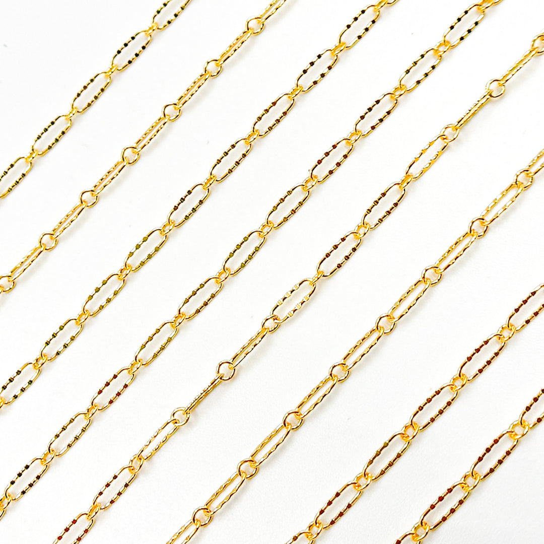 161TDGF. 14k Gold Filled Smooth Long and Short Dapped Link Chain