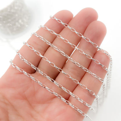 Sterling Silver Diamond Cut Box Link Chain