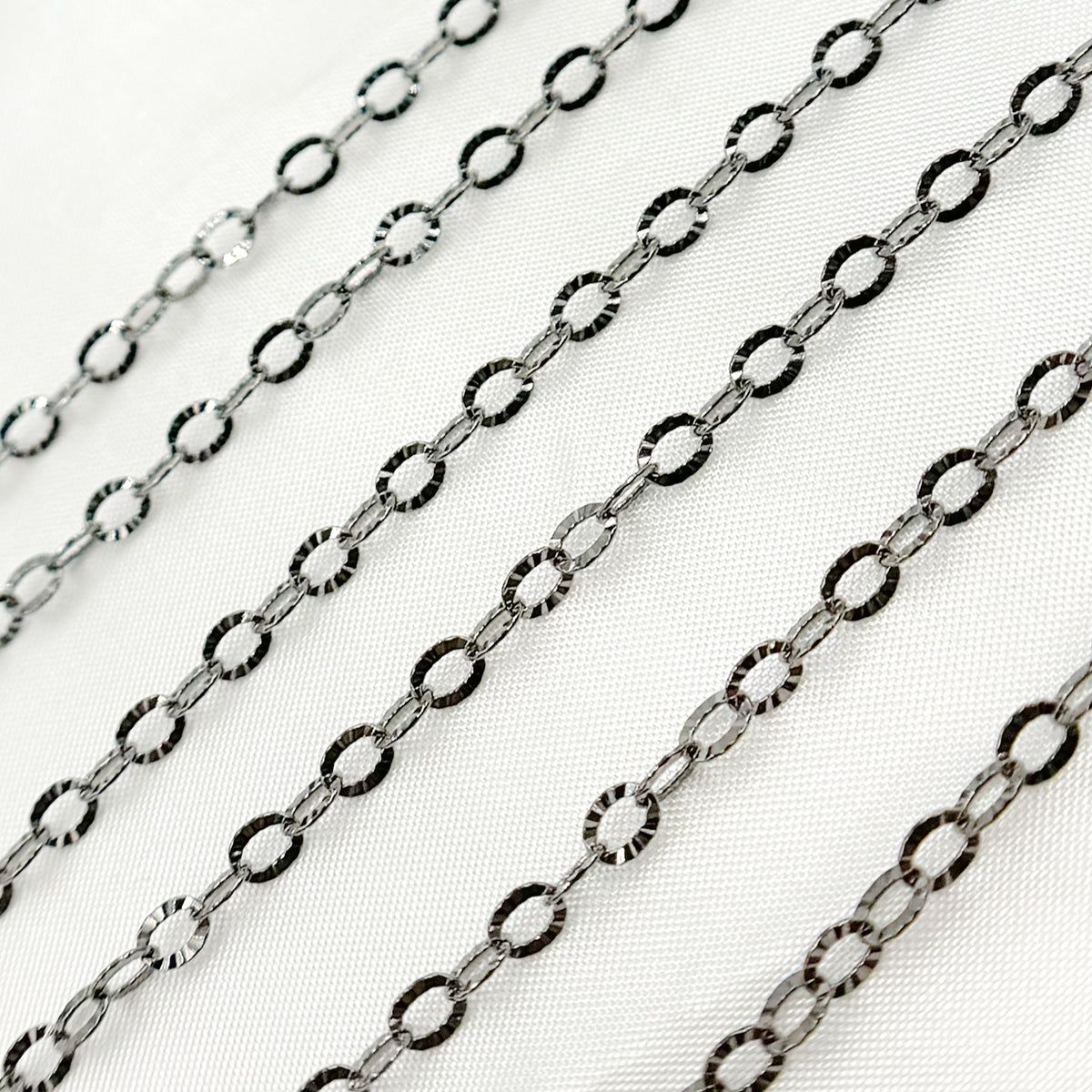 Black Rhodium Sterling Silver Diamond Cut Cable Chain