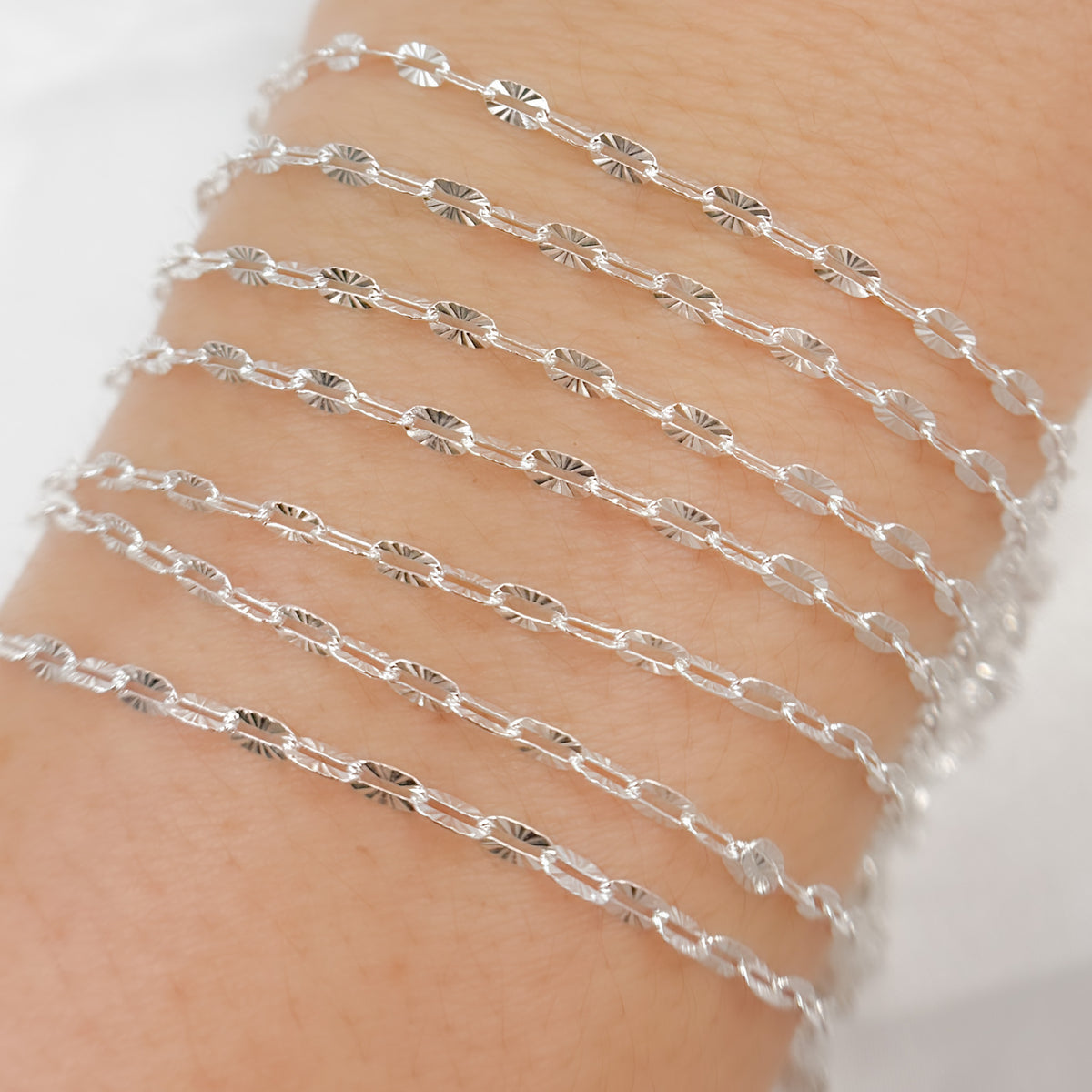 Sterling Silver Diamond Cut Paperclip Link Chain