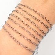 Black Rhodium Sterling Silver Cable Link Chain