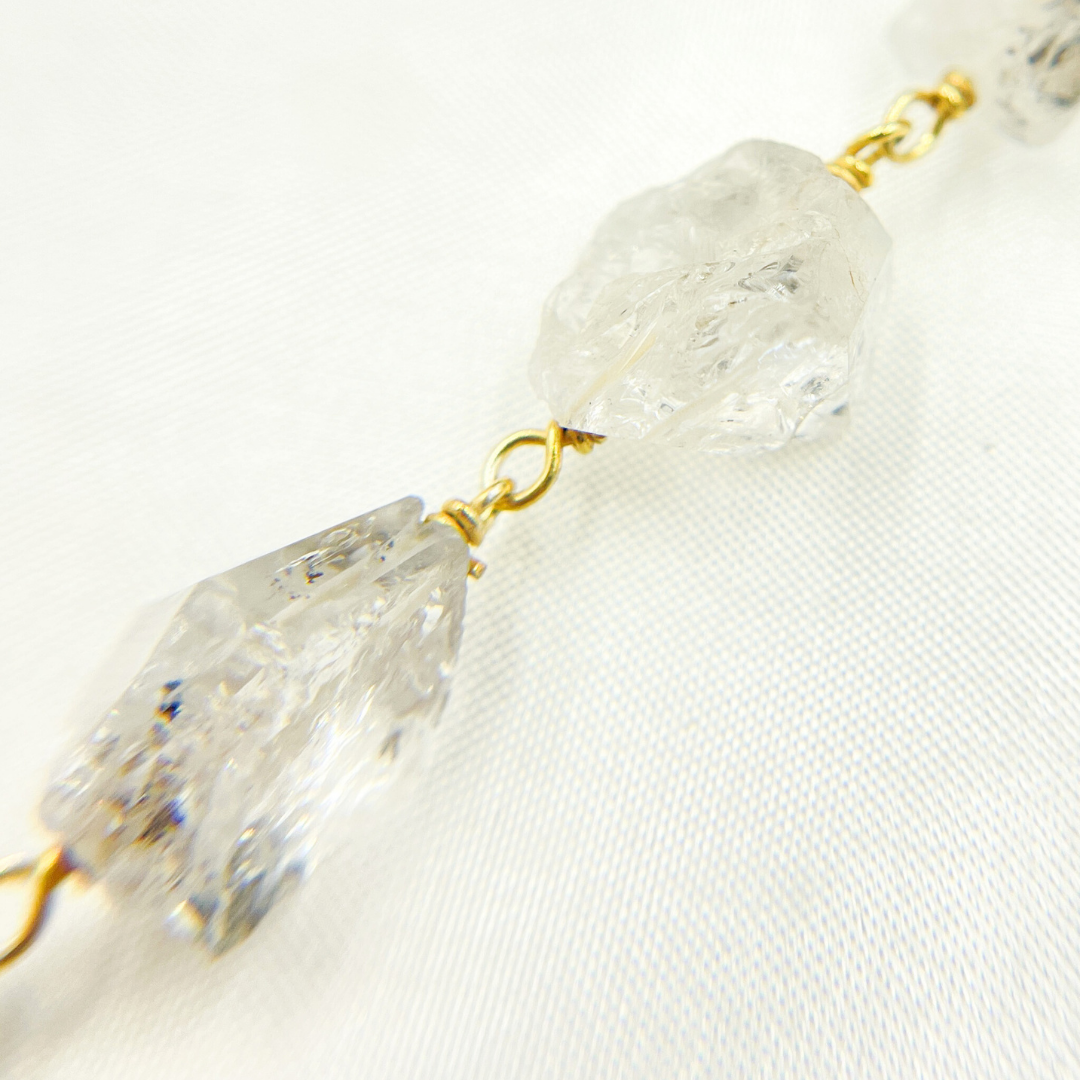 Diamond Quartz Gold Plated Wire Chain.