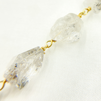 Diamond Quartz Gold Plated Wire Chain.