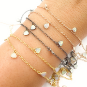 Created White Opal Triangle Shape Dangle Chain