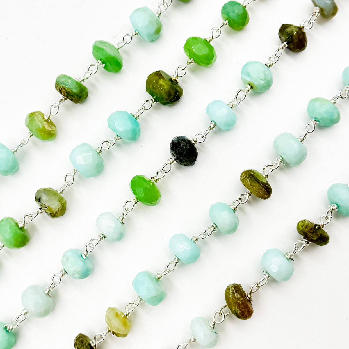 Peruvian Opal Sterling Silver Wire Chain
