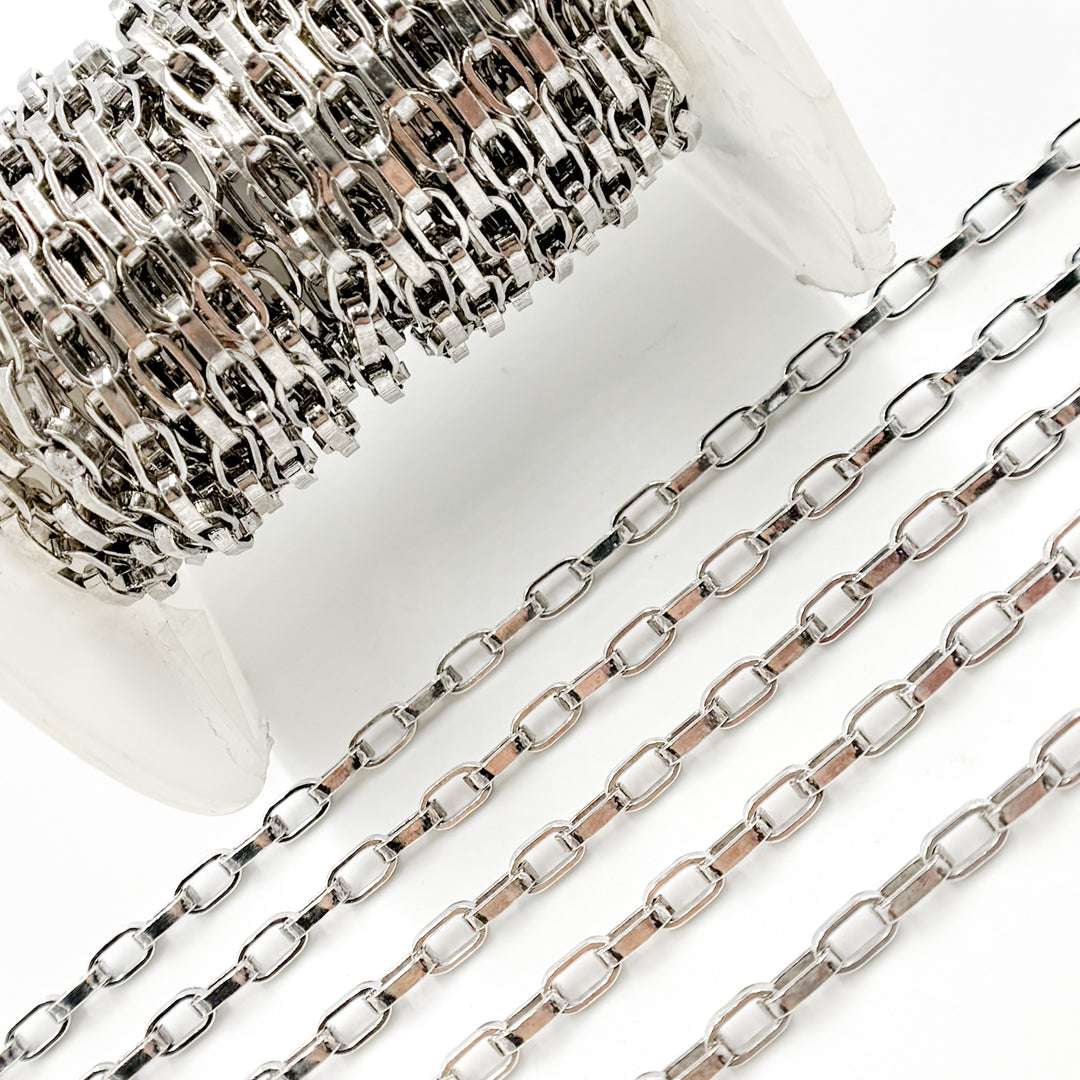 Oxidized Sterling Silver Flat Oval Link Chain