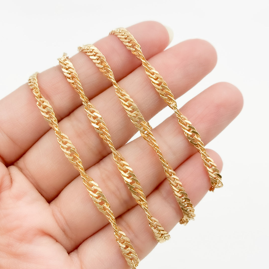 V319GF. 14K Gold Filled Twisted Singapore Unfinished Chain