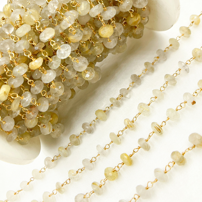 Golden Rutile Gold Plated 925 Sterling Silver Wire Chain