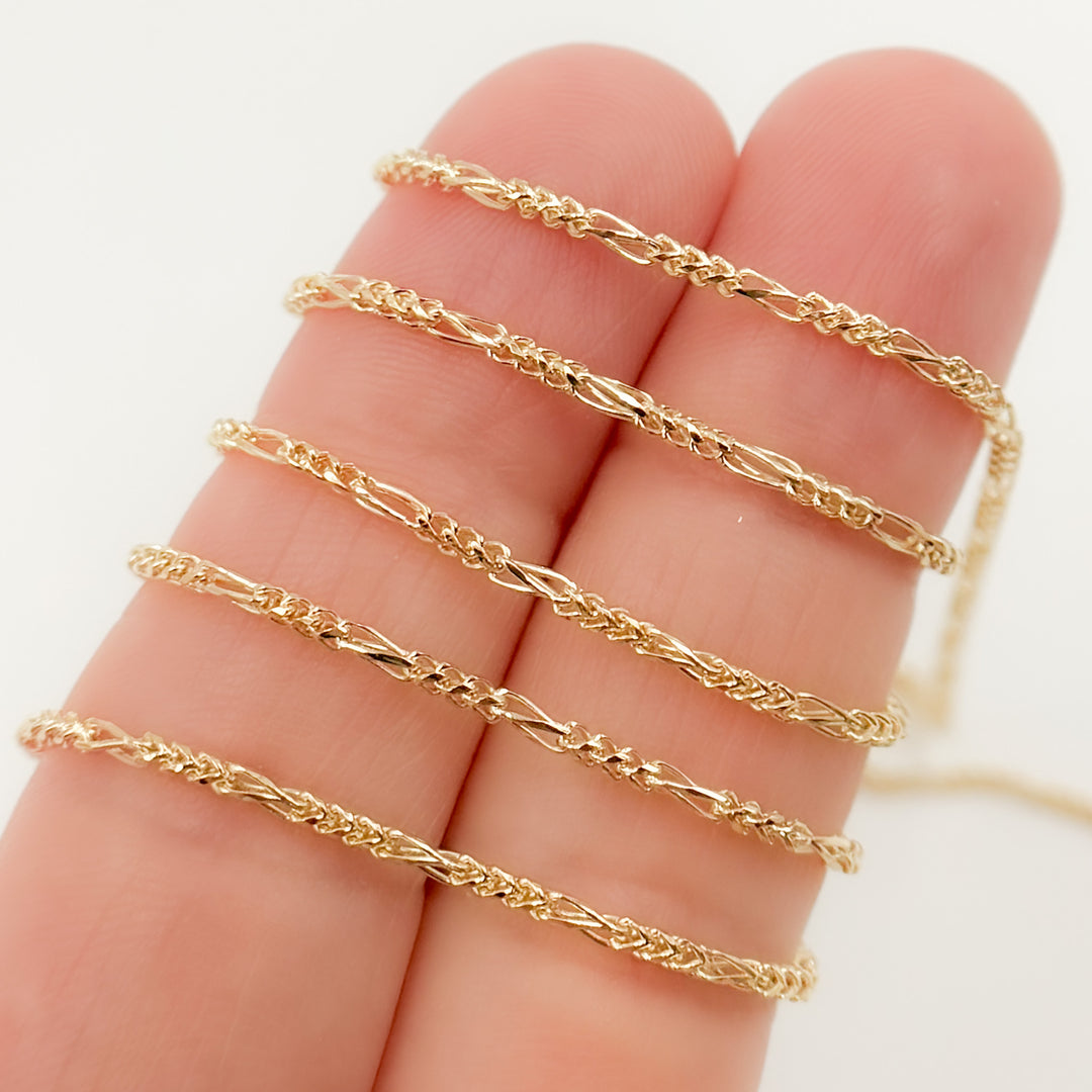 040G06FRDTL426byFt. 14K Solid Gold Round Figaro Link Chain