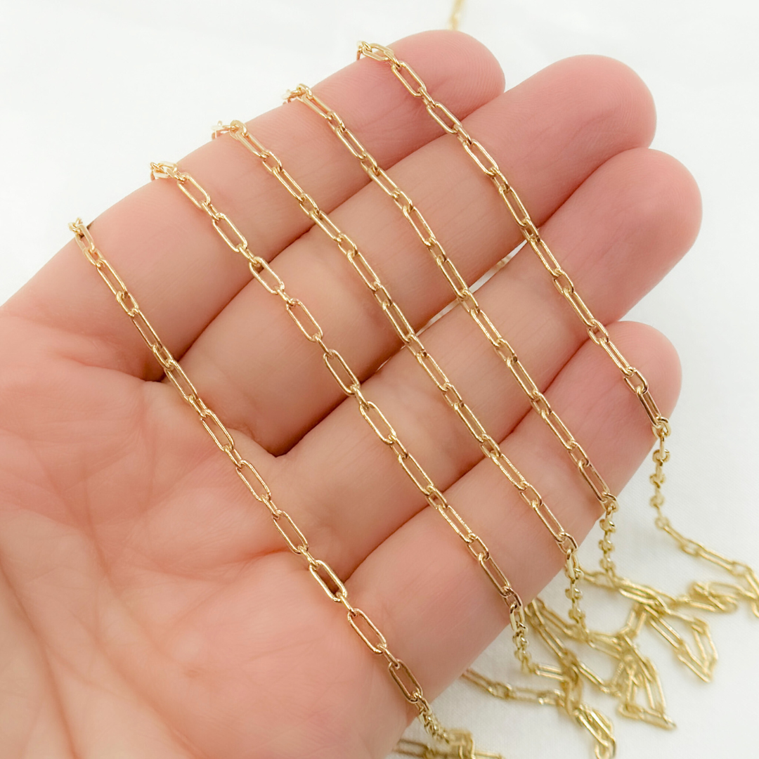 Z18GP. Gold Plated 925 Sterling Silver Smooth Long & Short Link Chain
