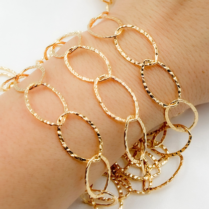 14k Gold Filled Hammered Oval Link Chain. 674KGF