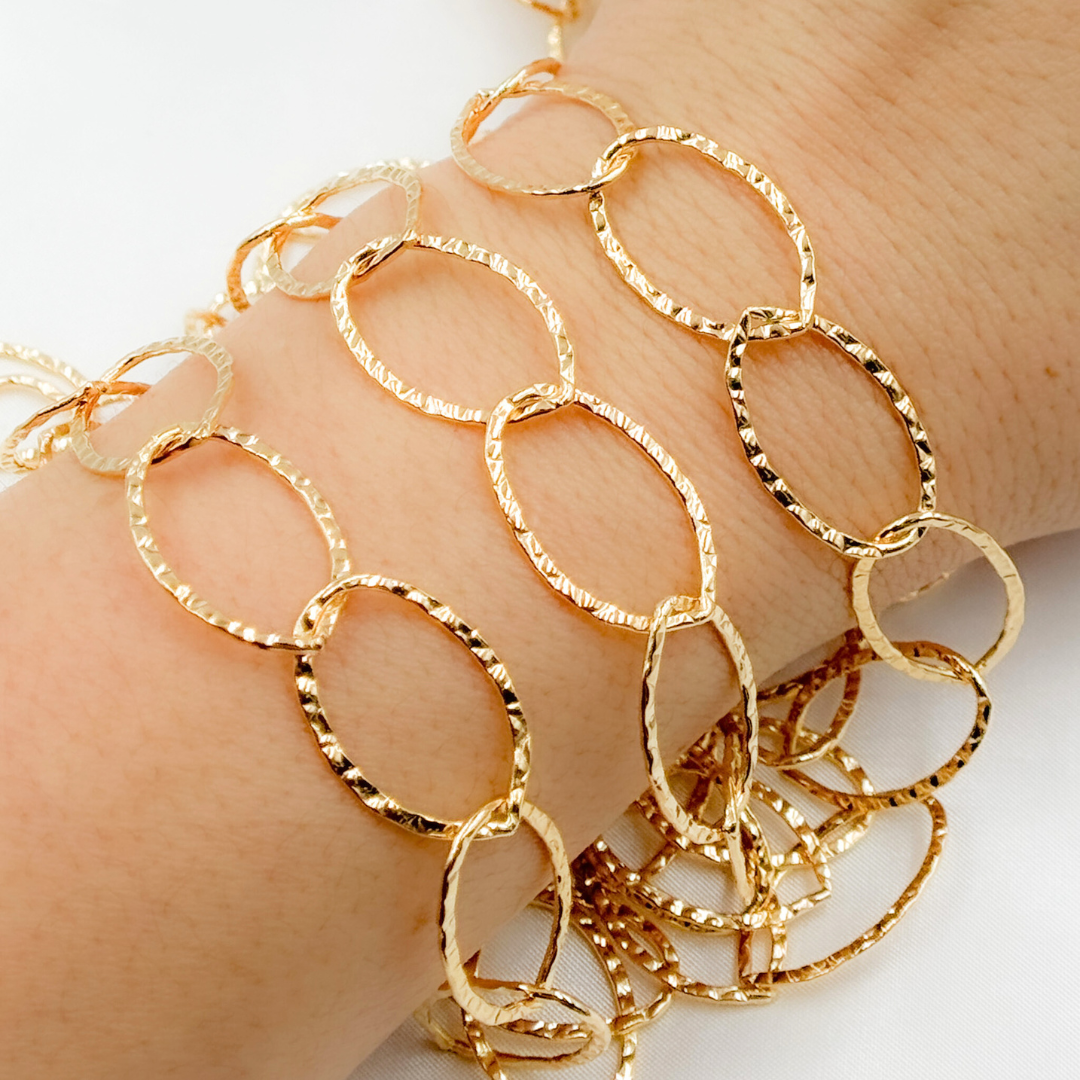 14k Gold Filled Hammered Oval Link Chain. 674KGF