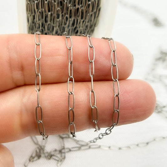 1606OX. Oxidized Sterling Silver Paperclip Chain
