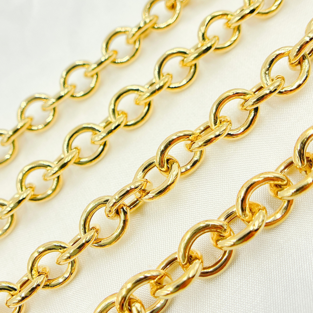 Gold Plated 925 Sterling Silver Hollow Smooth Oval Link Chain. Y99GP