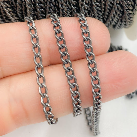 Oxidized Sterling Silver Curb Chain