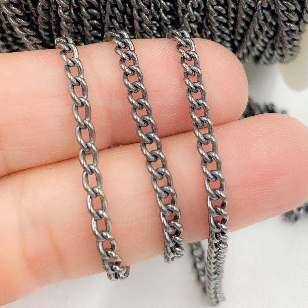 Oxidized 925 Sterling Silver Curb Chain. Y1OX