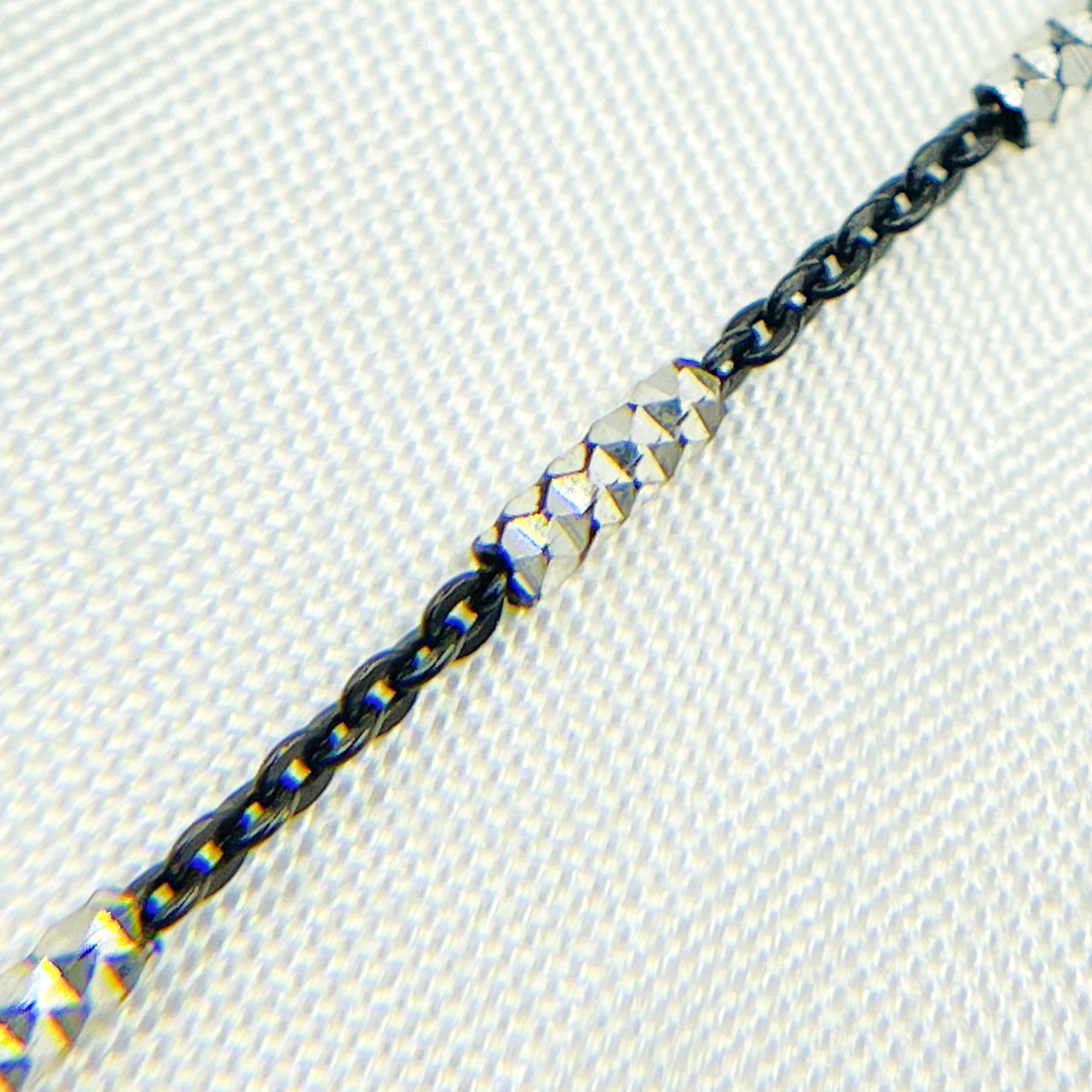 Black Rhodium Sterling Silver Satellite Diamond Cut Tube Chain