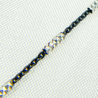 Black Rhodium Sterling Silver Satellite Diamond Cut Tube Chain