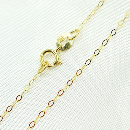 14k Solid Yellow Gold Flat Cable Chain