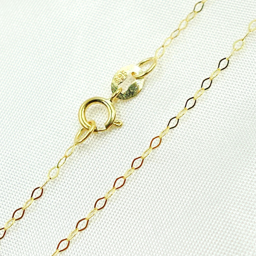 018FLBL. 14k Solid Yellow Gold Flat Cable Chain