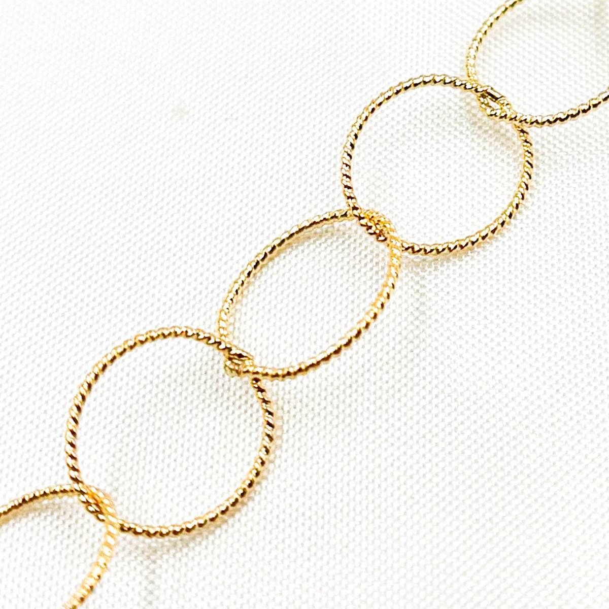 14K Gold Filled Twisted Round Link Chain