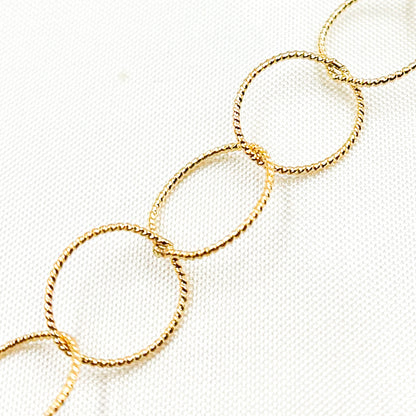 14K Gold Filled Twisted Round Link Chain