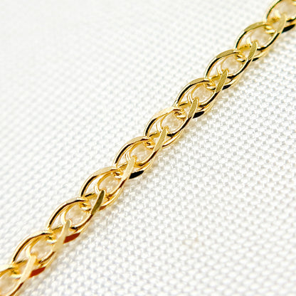 14K Solid Gold Wheat Chain by the Foot