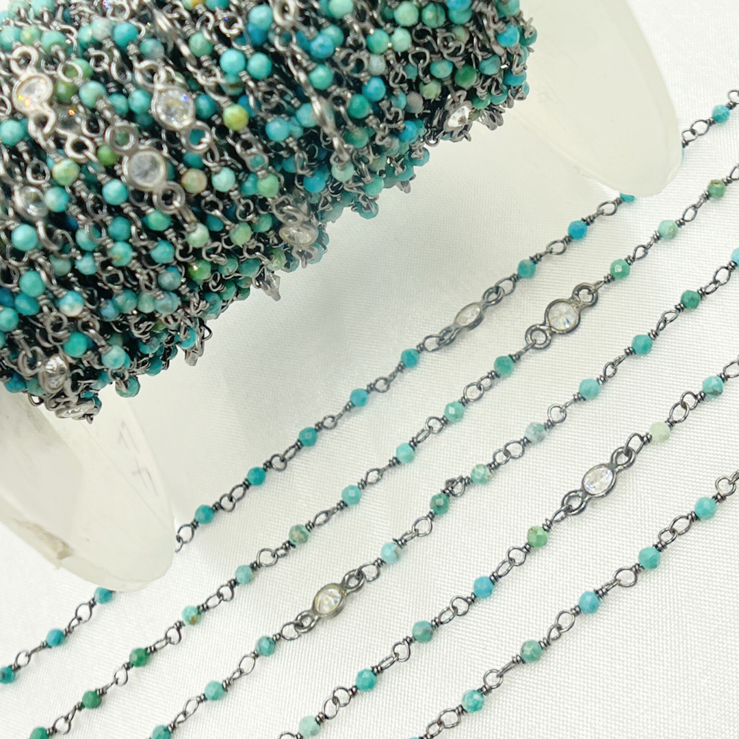 Chrysocolla and C.Z. Oxidized Wire Chain.