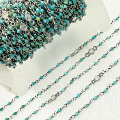 Chrysocolla and C.Z. Oxidized Wire Chain.