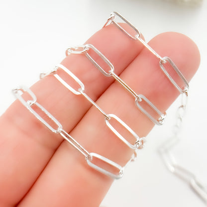Sterling Silver Flat Paperclip Link Chain