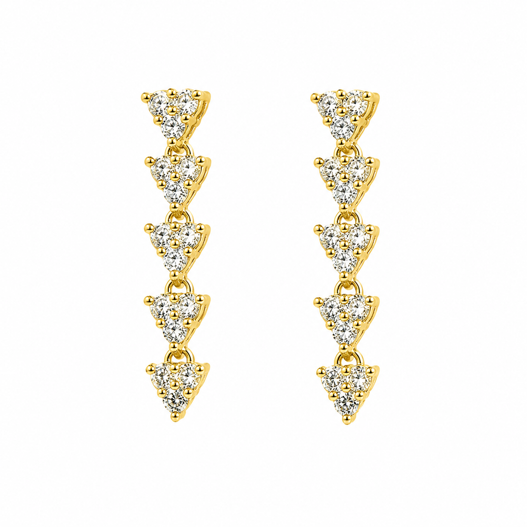 EFG52163. 14K Solid Gold Diamond Dangle Earrings