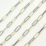 Load image into Gallery viewer, Gold Plated and Black Rhodium 925 Sterling Silver Diamond Cut Paperclip Chain. V8GB
