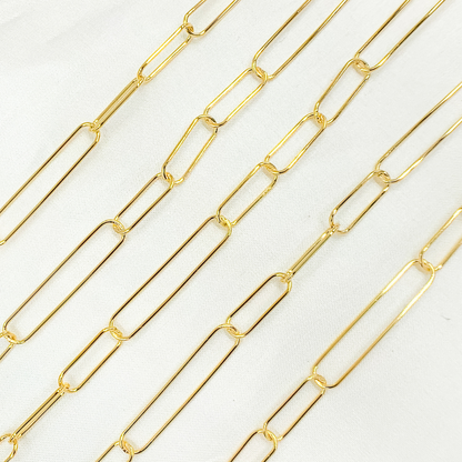 Z65GP. Gold Plated 925 Sterling Silver Smooth Paperclip Link Chain