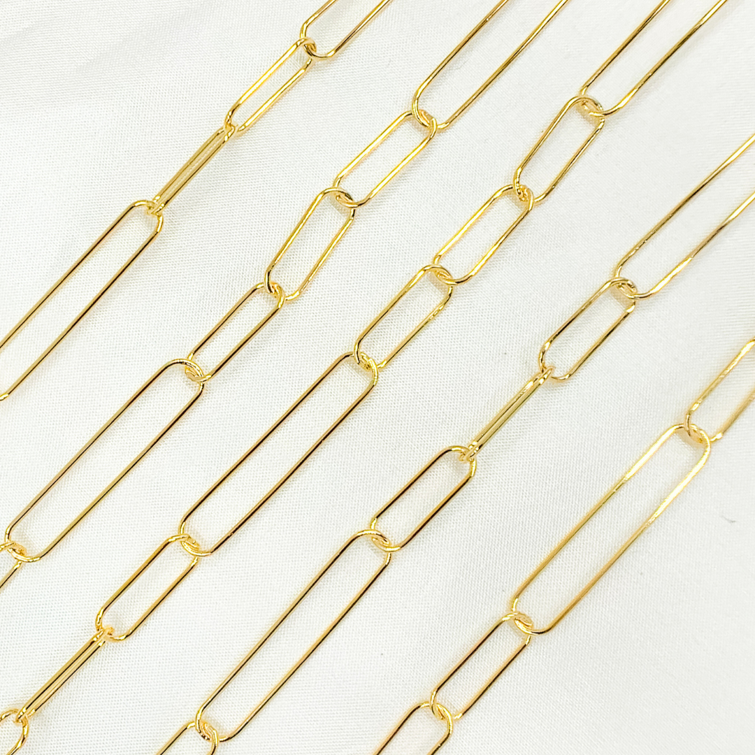 Z65GP. Gold Plated 925 Sterling Silver Smooth Paperclip Link Chain