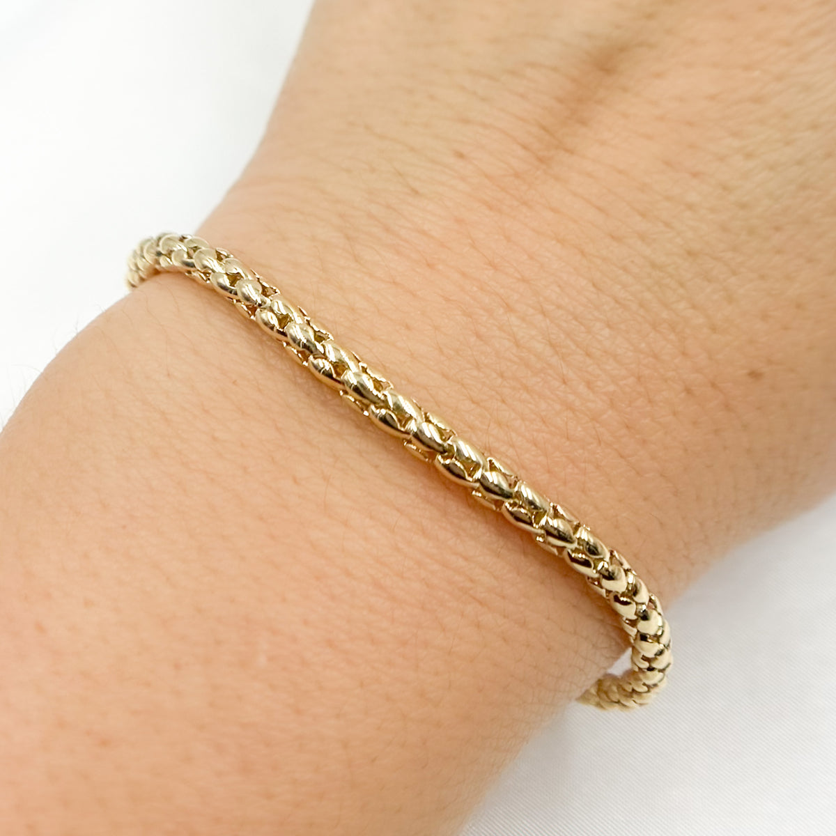 14K Yellow Gold Hollow Franco Bracelet