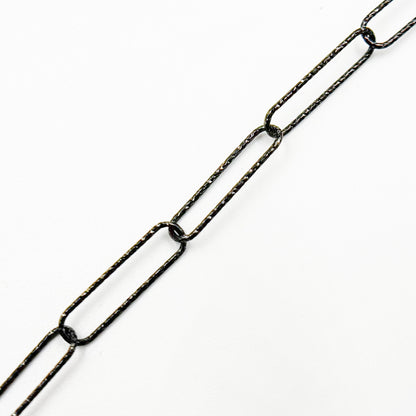 Y79DCBR. Black Rhodium Sterling Silver Diamond Cut Paperclip Chain