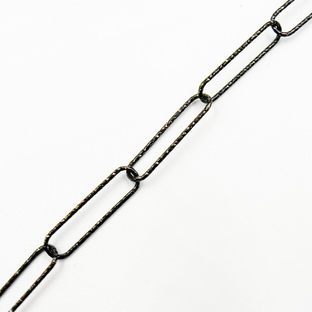 Y79DCBR. Black Rhodium Sterling Silver Diamond Cut Paperclip Chain