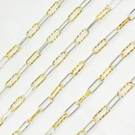 Load image into Gallery viewer, V32GS. Gold Plated 925 Sterling Silver Paperclip Smooth and Diamond Cut Link Chain