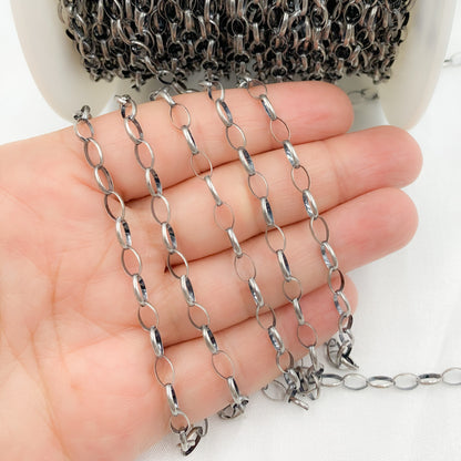 Oxidized Sterling Silver Cable Oval Link Chain